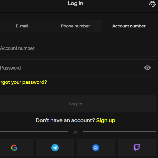 Account number Parimatch